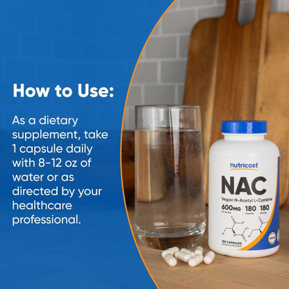 Premium NAC 600mg – 180 Vegan Capsules